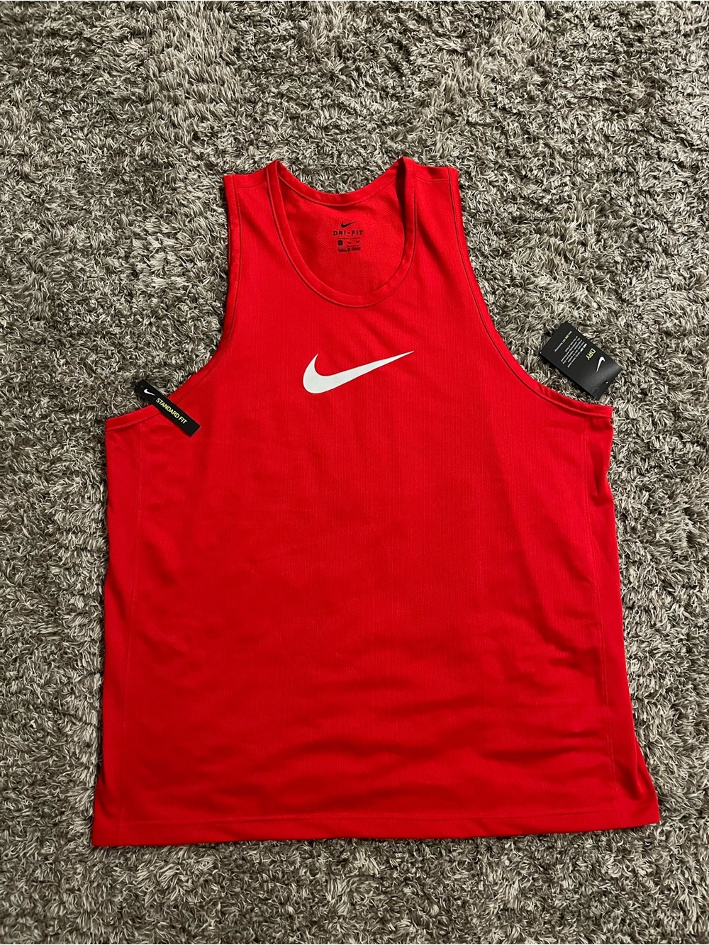 Nike Men’s Red Athletic Tank with White Swoosh